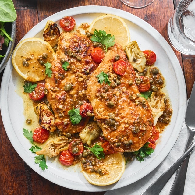 Chicken Piccata with Roasted Tomatoes
